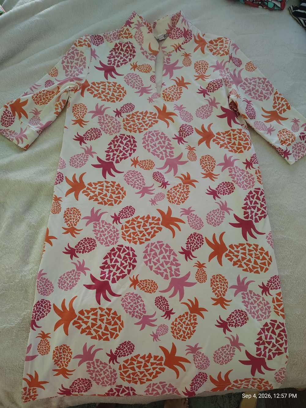 Sailor Sailor. White Pineapple Print Dress - Pink & Orange